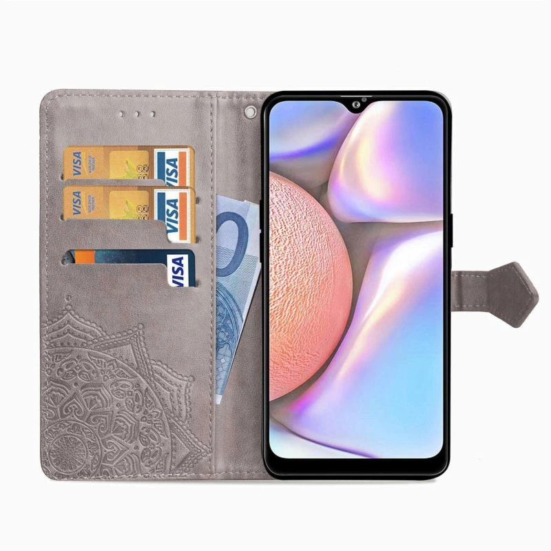 Кожаный чехол-книжка Art Case с визитницей для Samsung Galaxy A10s – Серый. Фото 3 из 5