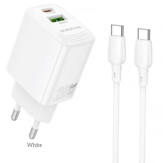 СЗУ Borofone BN27 Fuente PD20W+QC3.0 (1USB-A/1C) + кабель Type-C to Type-C фото 1 СЗУ Borofone BN27 Fuente PD20W+QC3.0 (1USB-A/1C) + кабель Type-C to Type-C фото 1 из 2