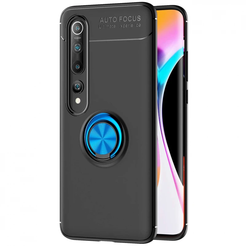 

Чохол Deen ColorRing з кільцем на Xiaomi Mi 10 / Mi 10 Pro (Чорний / Синій)