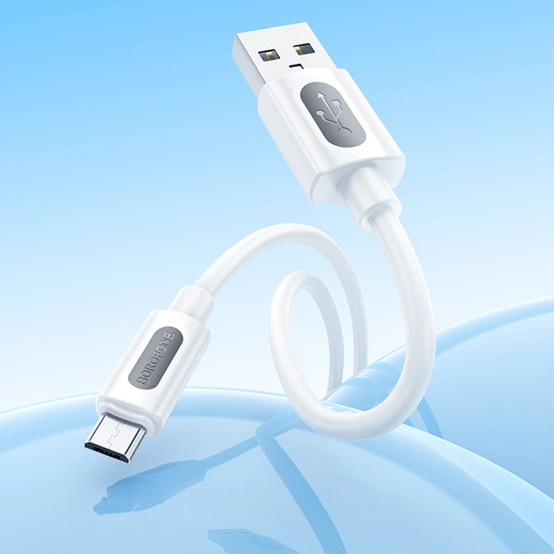 Дата кабель Borofone BX114 Structure USB to MicroUSB 2.4A (1m) – White. Фото 4 з 5