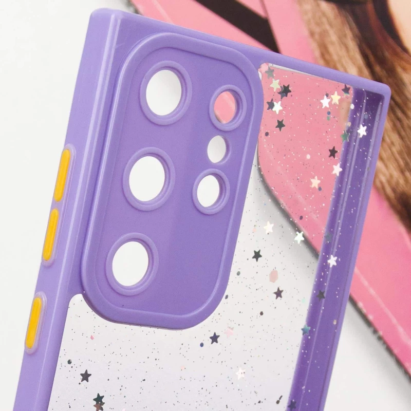 Чехол с блестками и защитой камеры для Samsung Galaxy S23 Ultra – Сиреневый. Фото 9 из 11