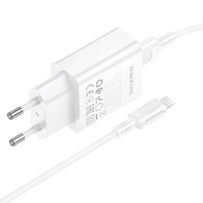 МЗП Borofone BA110A Lemi 7.5W (1USB-A) + кабель USB to MicroUSB – White. Фото 4 з 6