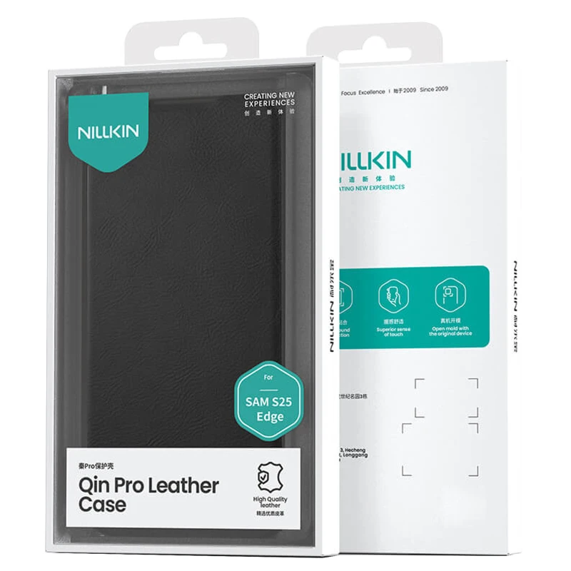 Кожаный чехол-книжка Nillkin Qin Pro Camshield для Samsung Galaxy S25 Edge – Черный. Фото 7 из 7