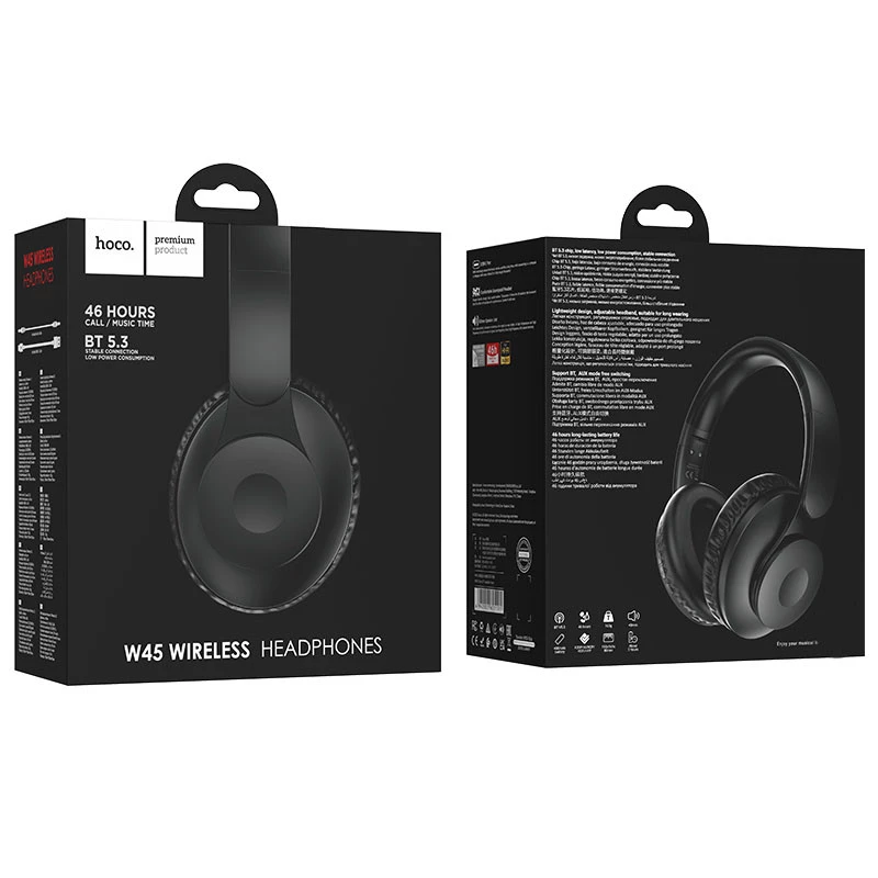 Накладные беспроводные наушники Hoco W45 Enjoy – Black. Фото 4 из 4