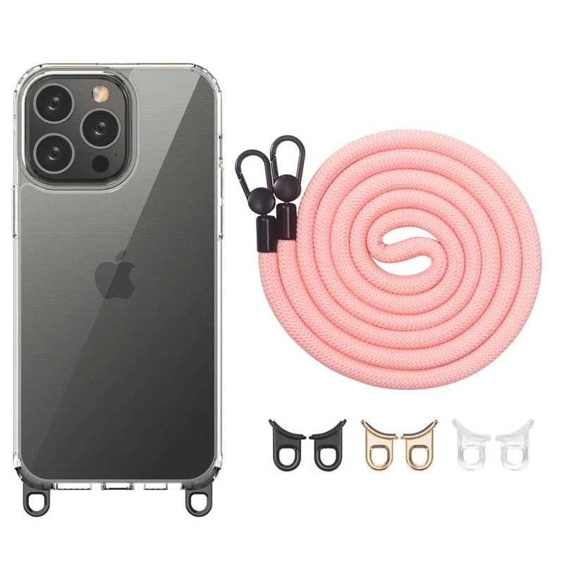 

Прозрачный силиконовый чехол с ремешком для Apple iPhone 14 Pro Max (6.7") (Light Pink)