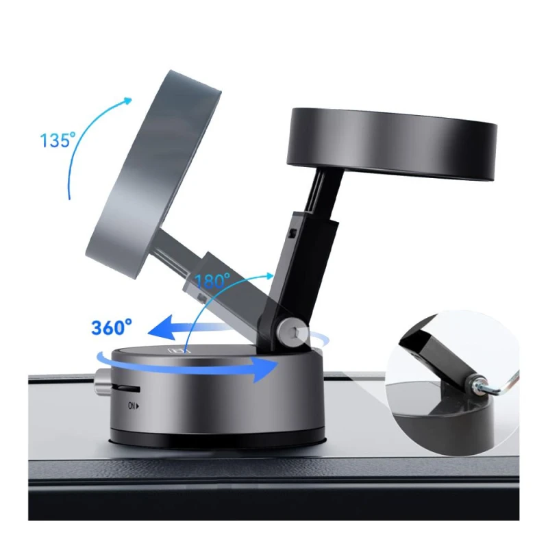 Автотримач XO C170 magnetic vacuum (center console) – Black. Фото 2 з 3