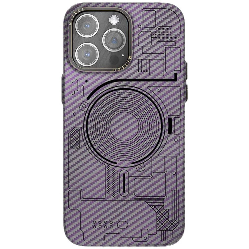 

Карбоновий техно чохол з MagSafe на Apple iPhone 12 (6.1") (Purple)