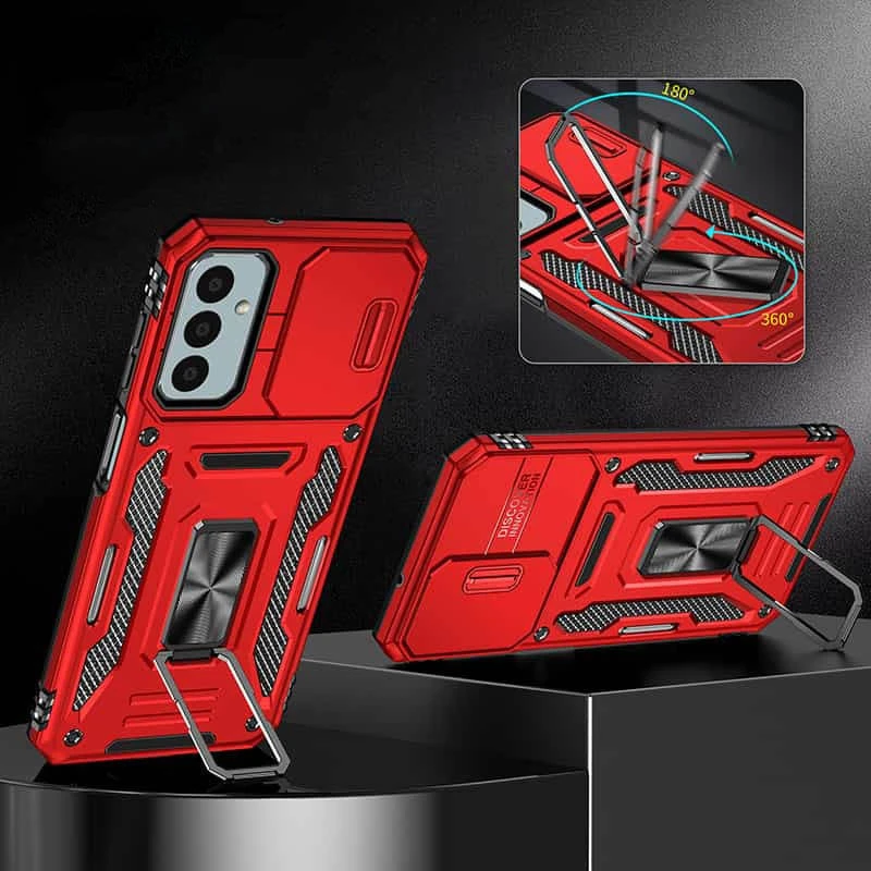 Ударостійкий чохол Square Ring зi шторкою на камеру на Samsung Galaxy S25 FE – Червоний / Red. Фото 3 з 13