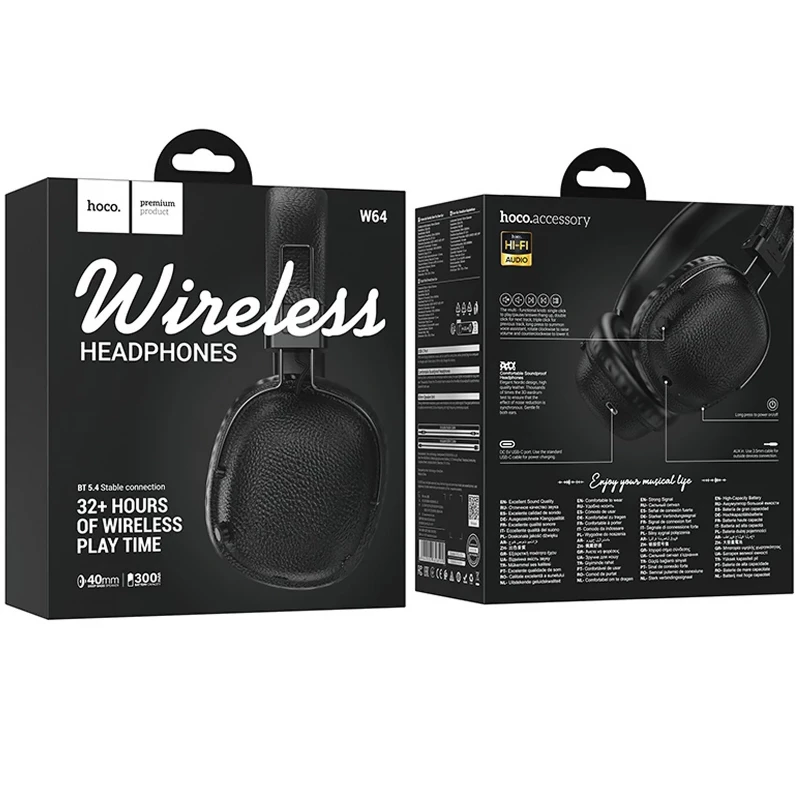 Накладні бездротові навушники Hoco W64 Earl II – Black. Фото 5 з 5