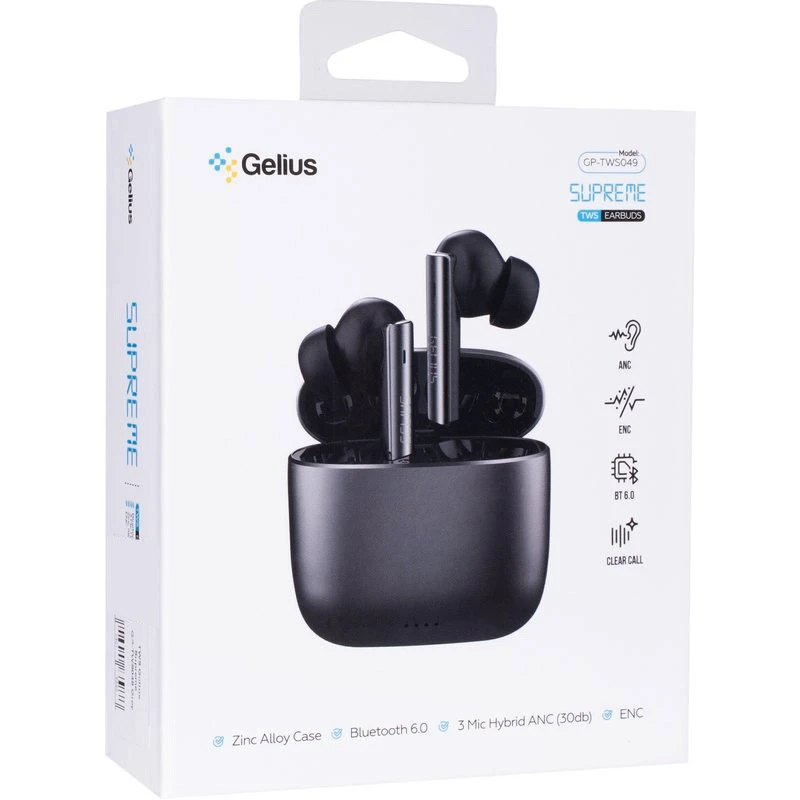 Бездротові TWS навушники Gelius Supreme GP-TWS049 ANC metal case – Grey. Фото 6 з 8