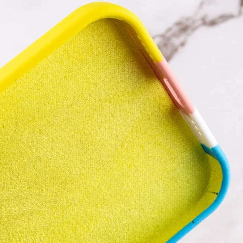 Чехол Silicone Case плетёный для Apple iPhone 13 (6.1") – Желтый / Голубой. Фото 4 из 4
