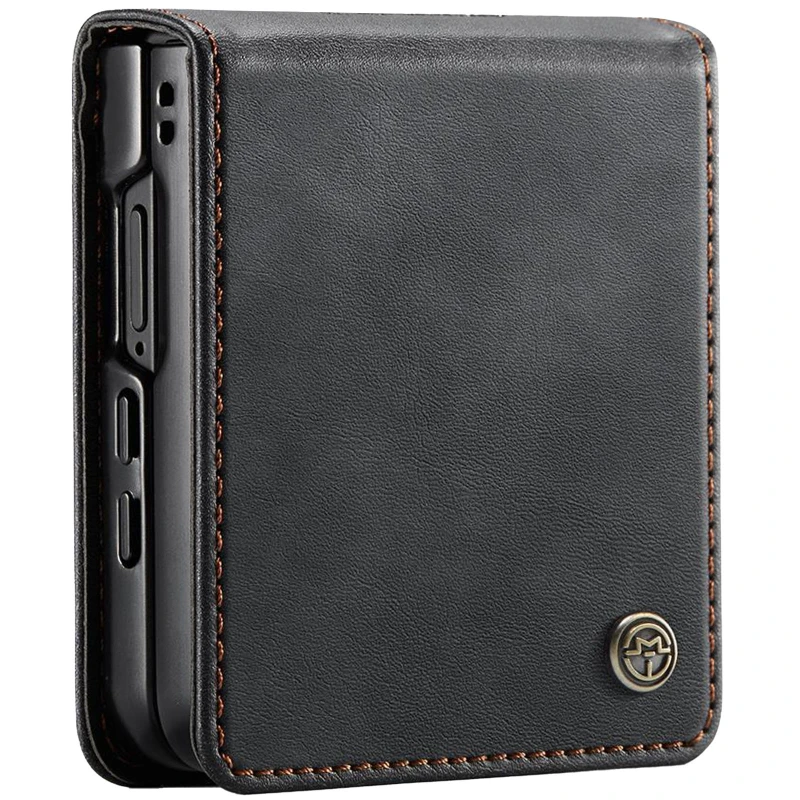 Кожаный чехол-книжка CaseMe Velvet Matte для Samsung Galaxy Z Flip7 – Black. Фото 2 из 5