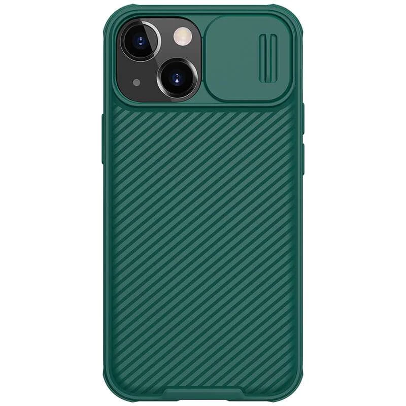 

Карбоновая накладка Nillkin со шторкой для камеры для Apple iPhone 13 (6.1") (Зеленый / Dark Green), Зелений / dark green