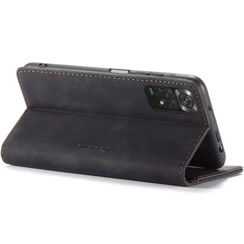 Кожаный чехол-книжка CaseMe Velvet Nubuck для Xiaomi Redmi Note 11 (Global) / Note 11S – Black. Фото 6 из 6