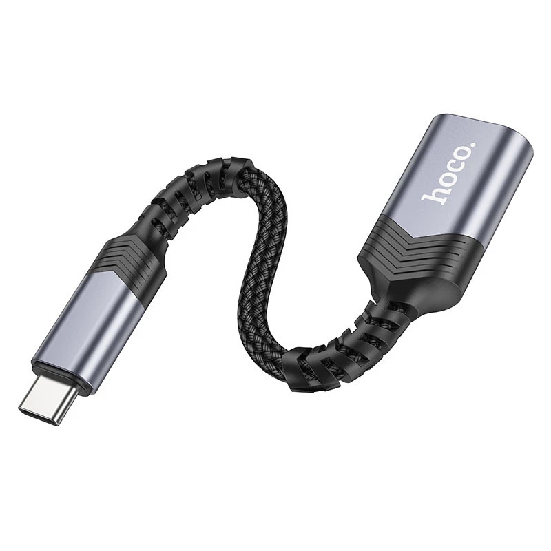 Переходник Hoco UA24 Type-C male to USB female 3.0 – Metal gray. Фото 3 из 6