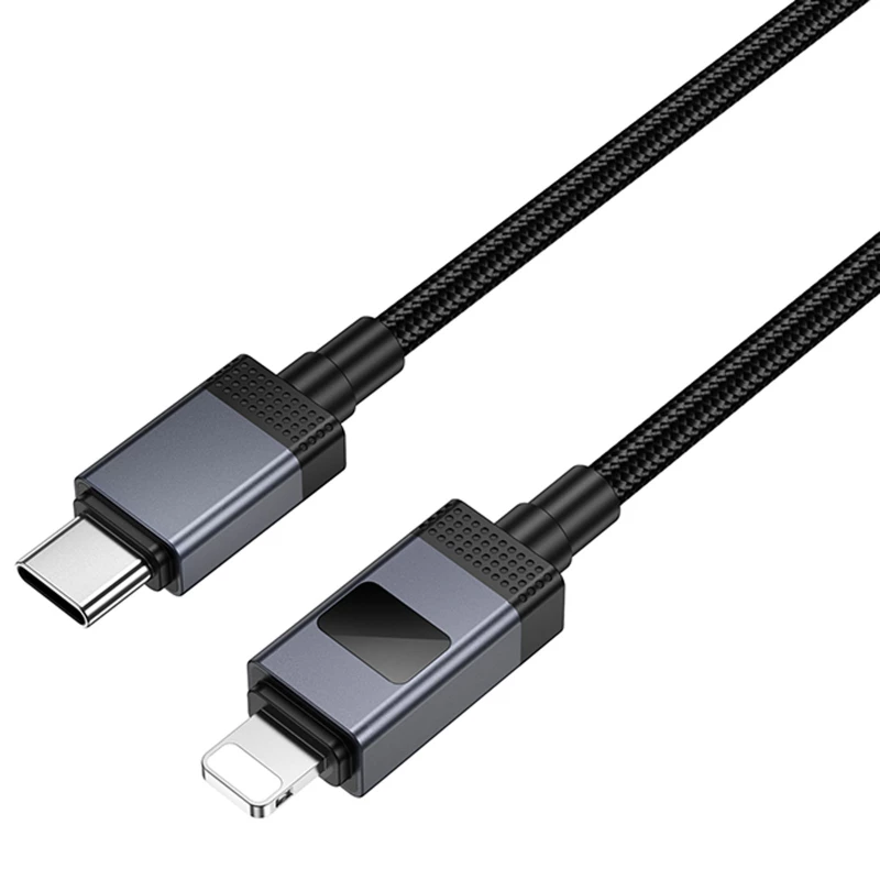 Дата кабель Hoco X118 Generous with display Type-C to Lightning 27W (1m) – Black. Фото 4 из 6