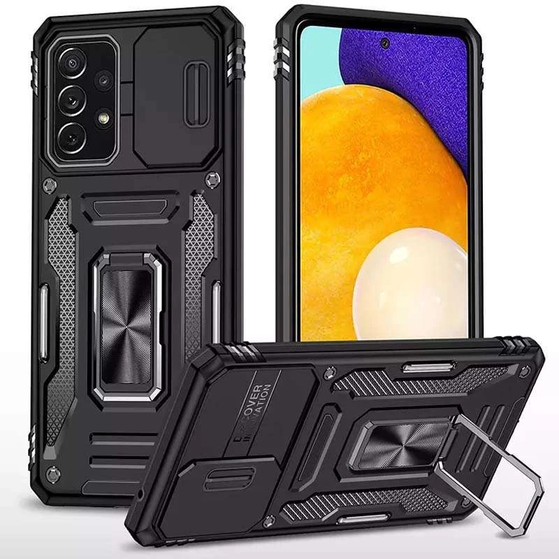 

Ударопрочный чехол Square Ring c шторкой на камеру для Samsung Galaxy A13 4G (Черный / Black), Чорний / black