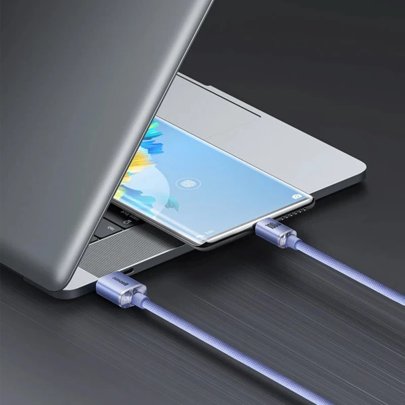 Дата кабель Baseus Crystal Shine Series USB to Type-C 100W (1.2m) (CAJY00040) – Purple. Фото 7 з 7