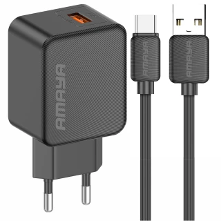 МЗП Amaya E111U QC3.0 18W (1USB-A) + кабель USB to Type-C фото 1 з 2