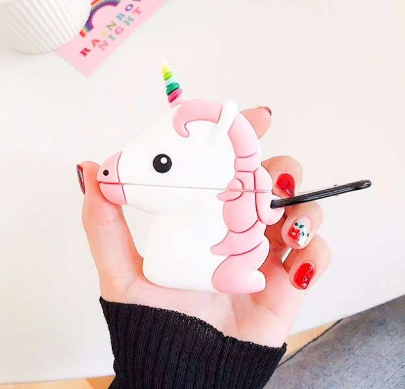 Силиконовый футляр Unicorn series для наушников AirPods 1/2 – Розовый. Фото 5 из 5