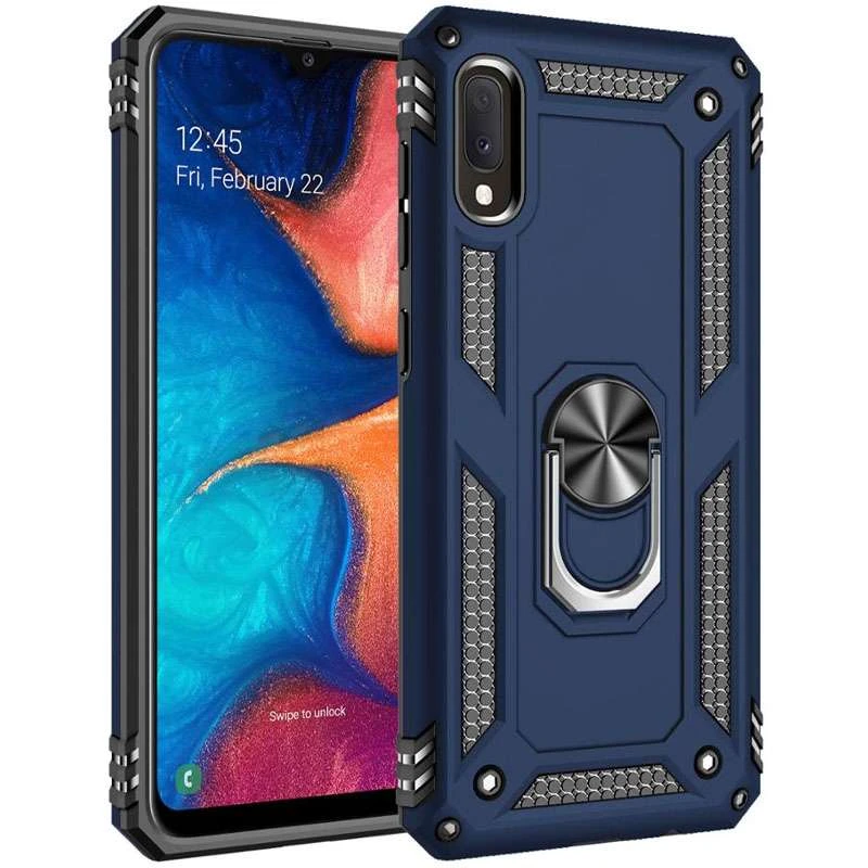 

Протиударний чохол Serge Ring з кільцем на Samsung Galaxy A02 (Темно-синій)