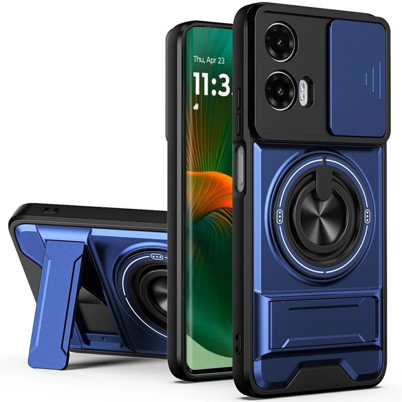 Ударостійкий чохол Camshield StandRing case для Motorola Edge 50 Fusion – Blue. Фото 1 з 1