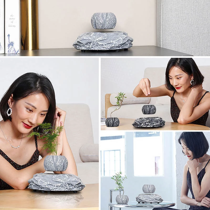 Магнітний левітаційний горщик для квітів HCNT Magnetic Levitating Pot M5B-P – Gray. Фото 6 з 6