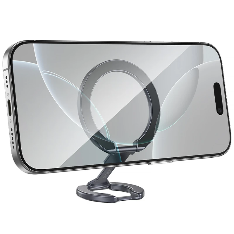 Магнитный держатель для телефона Hoco GH9 Double-ring – Metal gray. Фото 4 из 6