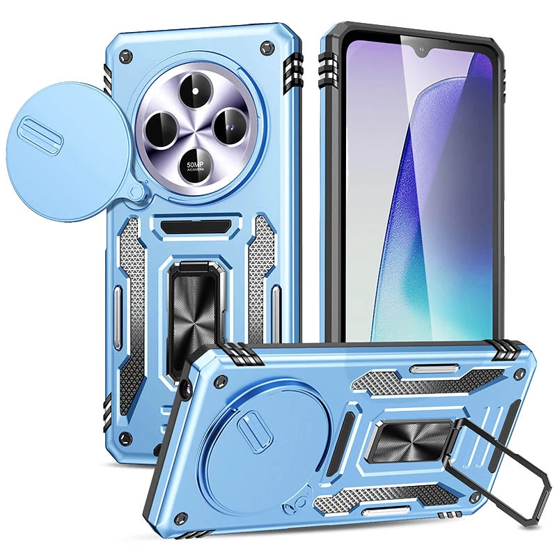 Ударостійкий чохол Square Ring зi шторкою на камеру на Xiaomi Redmi A4 – Блакитний / Light Blue. Фото 1 з 2