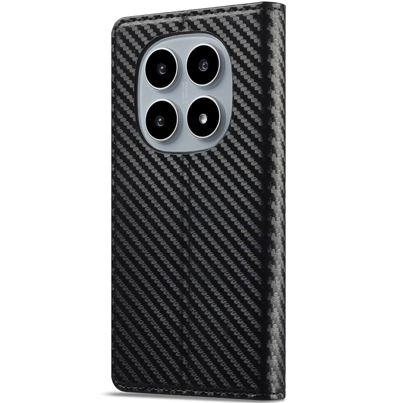 Шкіряний чохол-книжка LC.IMEEKE Carbon Black для Xiaomi Redmi Note 15 4G/5G (EU) – Black. Фото 2 з 4