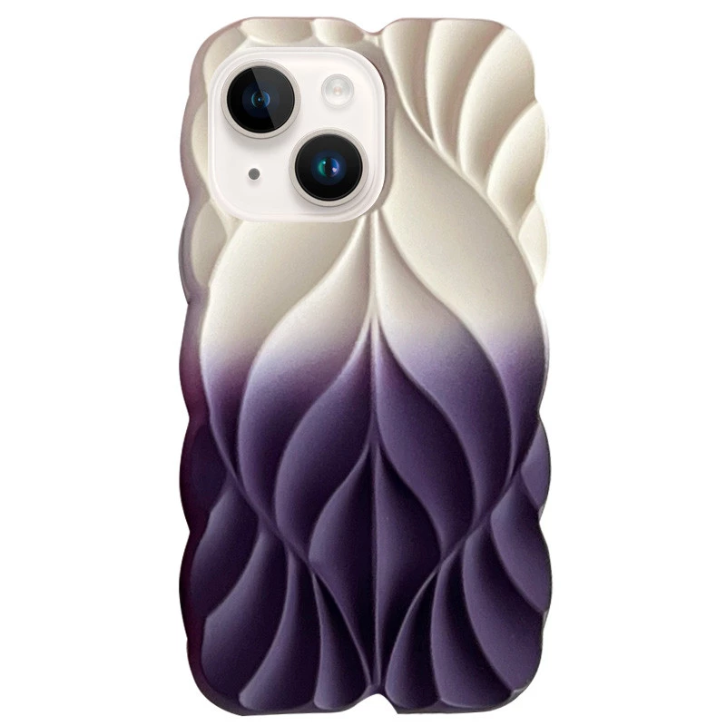 Силиконовый чехол Leaf для Apple iPhone 15 (6.1") – White / Purple. Фото 1 из 1