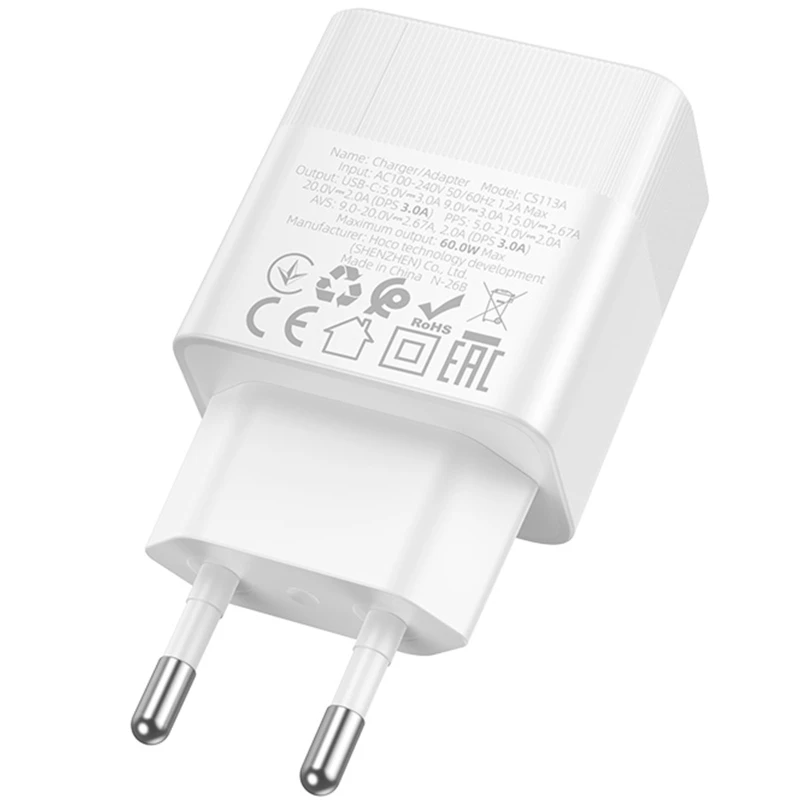 СЗУ Hoco CS113A Lounge PD40W (1USB-C) – White. Фото 2 из 4