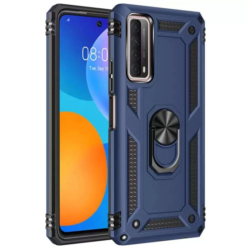 

Протиударний чохол Serge Ring з кільцем на Huawei P Smart (2021) (Темно-синій)