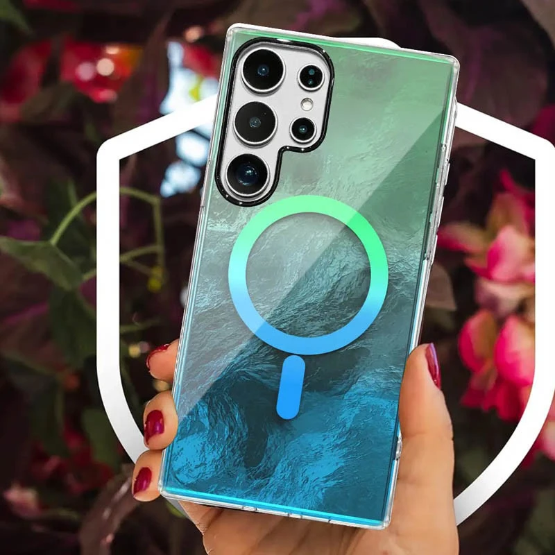 Силіконовий чохол Shiny Mountain (MagFit) для Samsung Galaxy S24 Ultra – Green / Blue. Фото 5 з 5