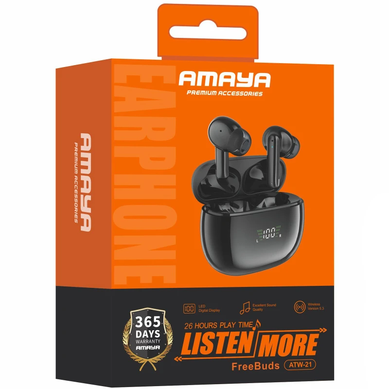 Беспроводные TWS наушники Amaya ATW-21 – Black. Фото 2 из 2