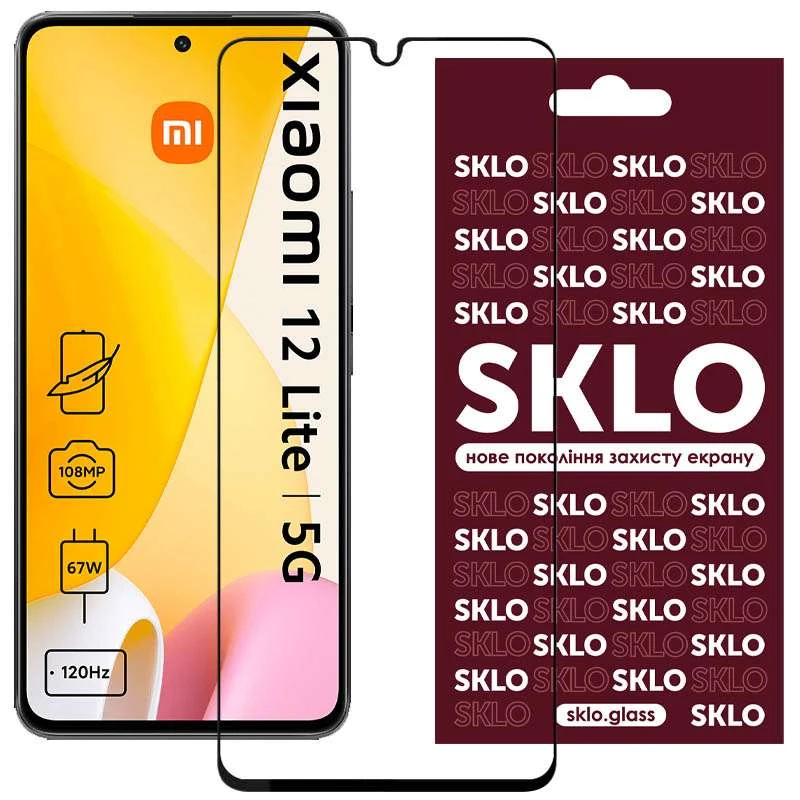 

Защитное стекло SKLO 3D для Xiaomi 12 Lite (Черный), Чорний