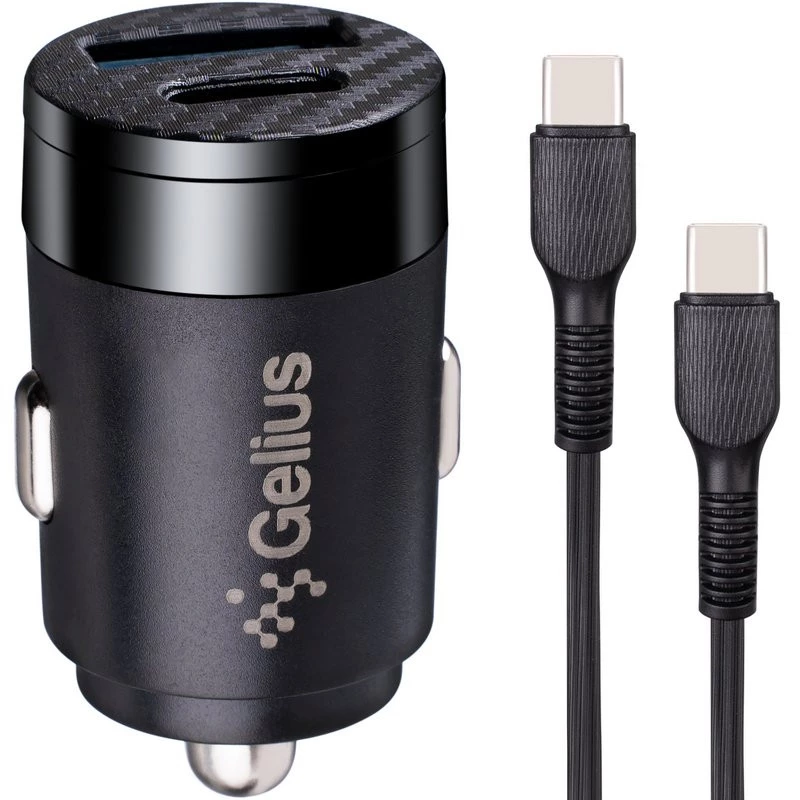 

АЗП Gelius Inch Twix GP-CC010C USB+Type-C (QC/PD30W) + Type-C to Type-C (Black)