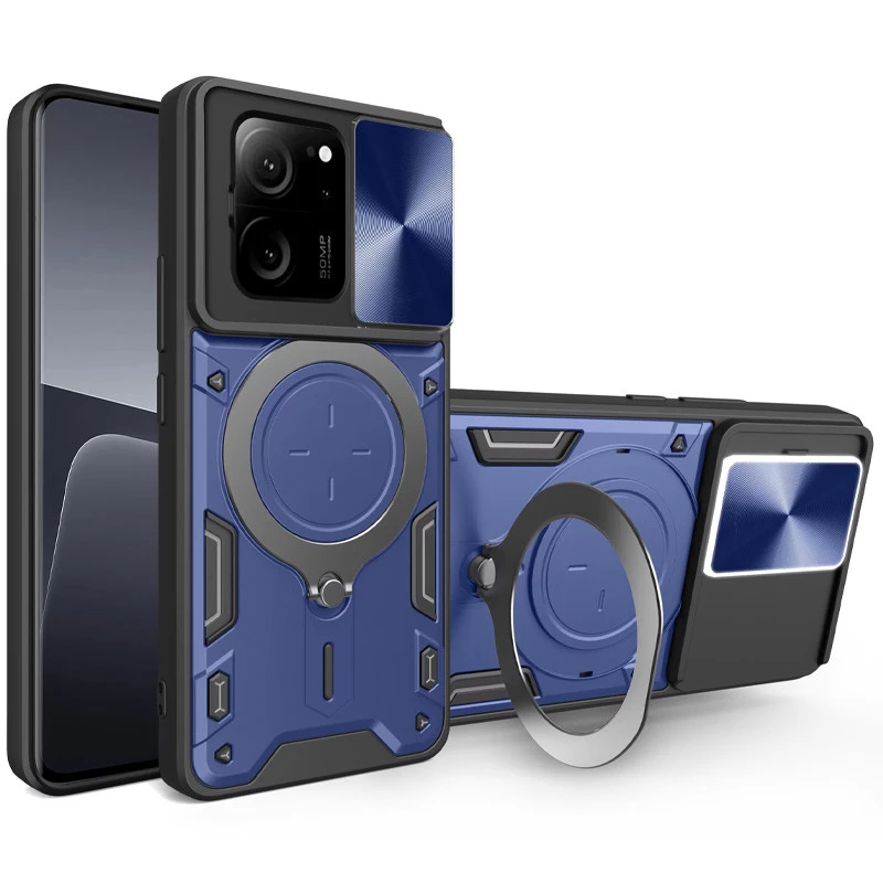 Ударостійкий чохол Bracket Ringstand із захисною шторкою для камери на Xiaomi 13T – Blue. Фото 2 з 6