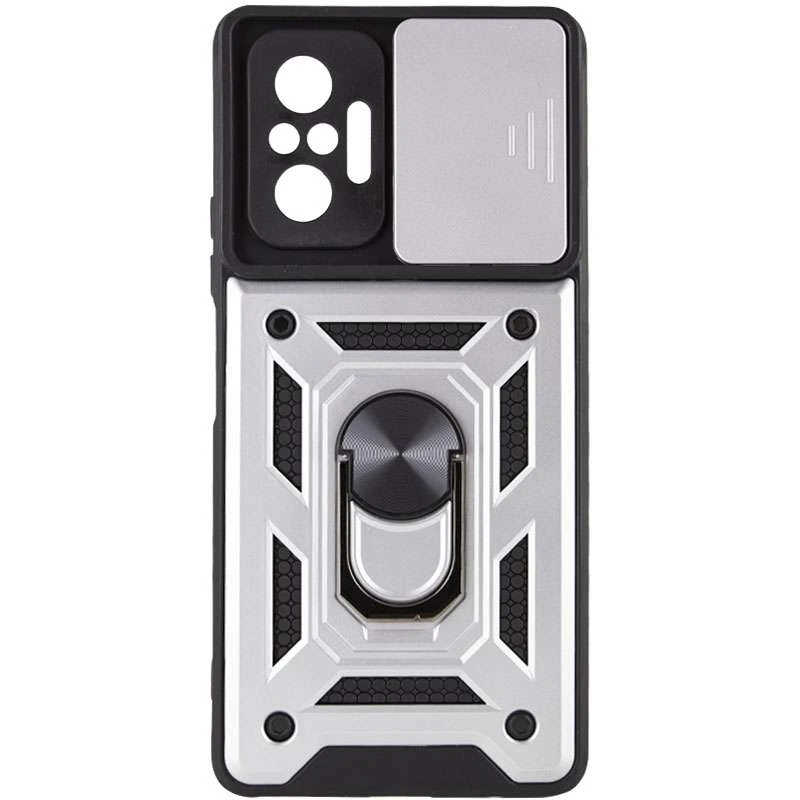 Ударопрочный чехол Serge Ring с защитой камеры для Xiaomi Redmi Note 10 Pro – Серебряный. Фото 2 из 5