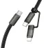 Дата кабель Hoco X125 Surplus 2in1 Type-C to Lightning/Type-C 60W (1m) – Black. Фото 4 з 5