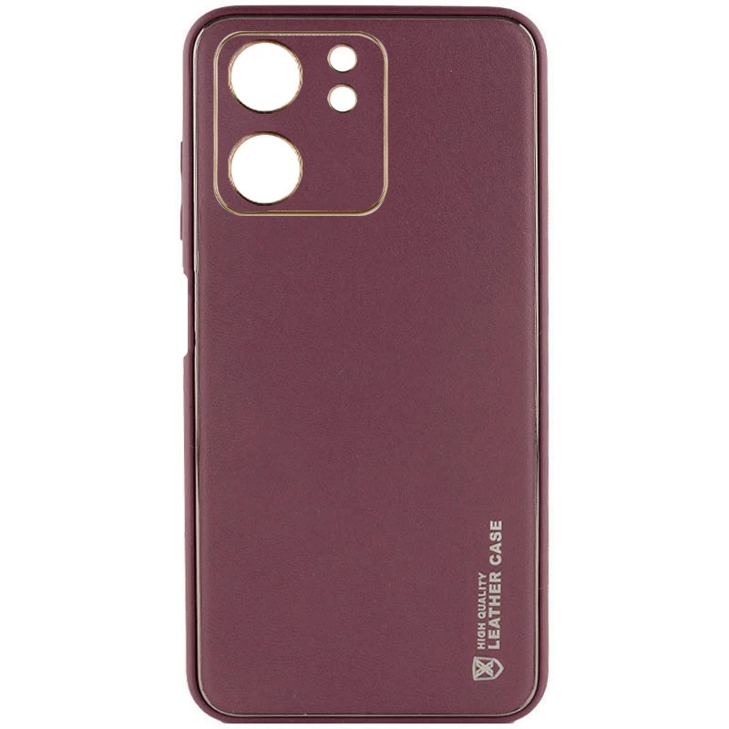 Шкіряний чохол Xshield на Xiaomi Poco C65 – Бордовий / Plum Red. Фото 1 з 2
