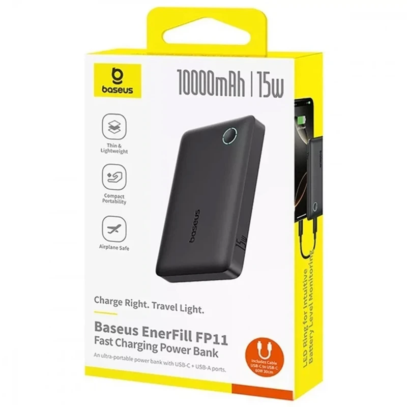 Портативное ЗУ Power Bank Baseus EnerFill FP11 15W 10000 mAh (P1008210C123) – Cosmic Black. Фото 2 из 4