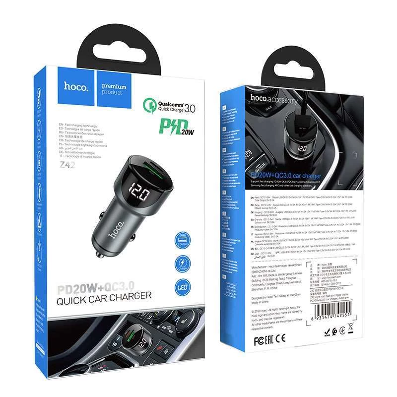 АЗУ Hoco Z42 PD 20W + QC3.0 (1USB/3A) – Серый. Фото 5 из 5