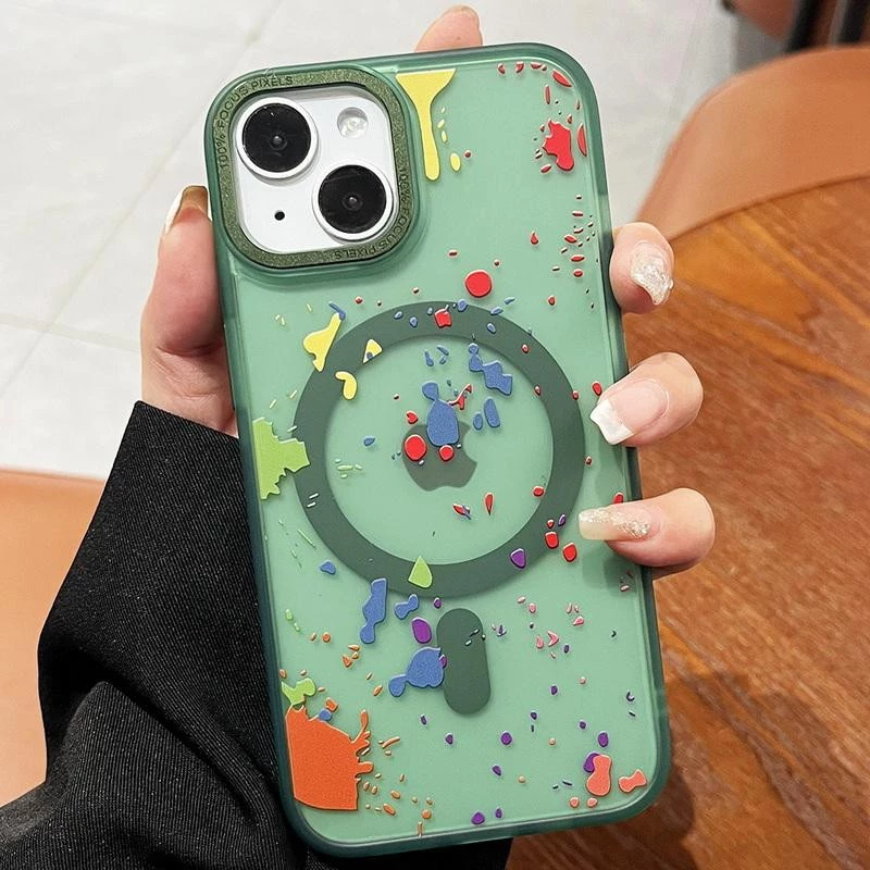 Чехол абстракция рисования с MagSafe для Apple iPhone 15 (6.1") – Dark green. Фото 2 из 3