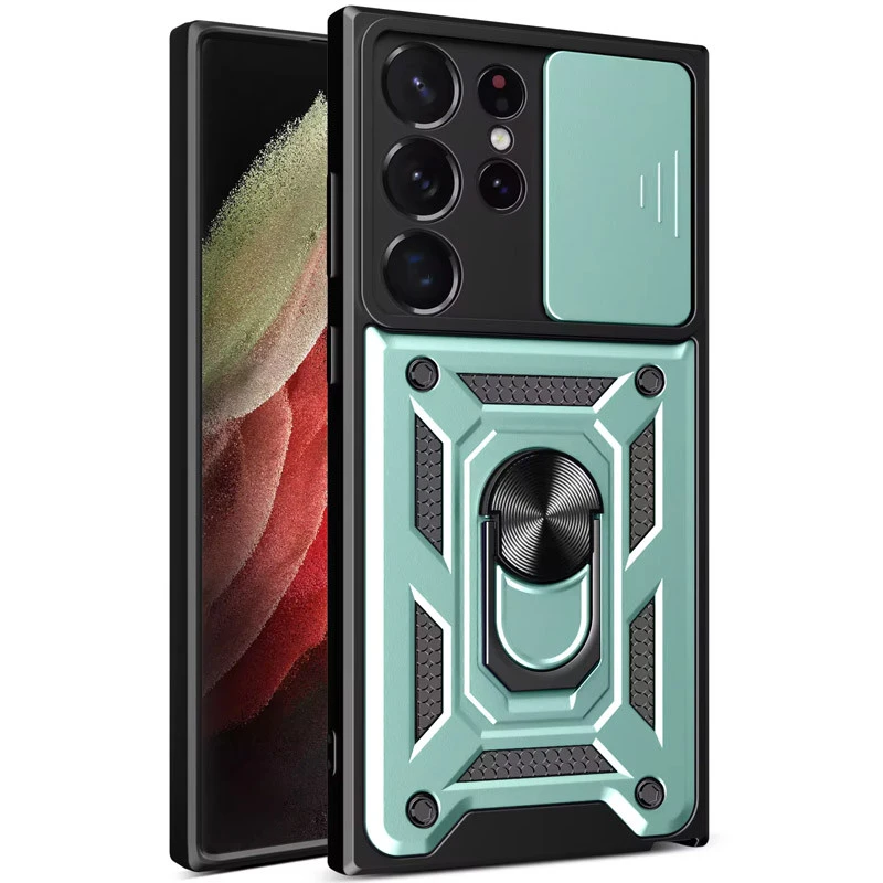 Удароміцний чохол Ummi Camshield Serge Ring (in box) для Samsung Galaxy S25 Ultra – Зелений / Green. Фото 1 з 2