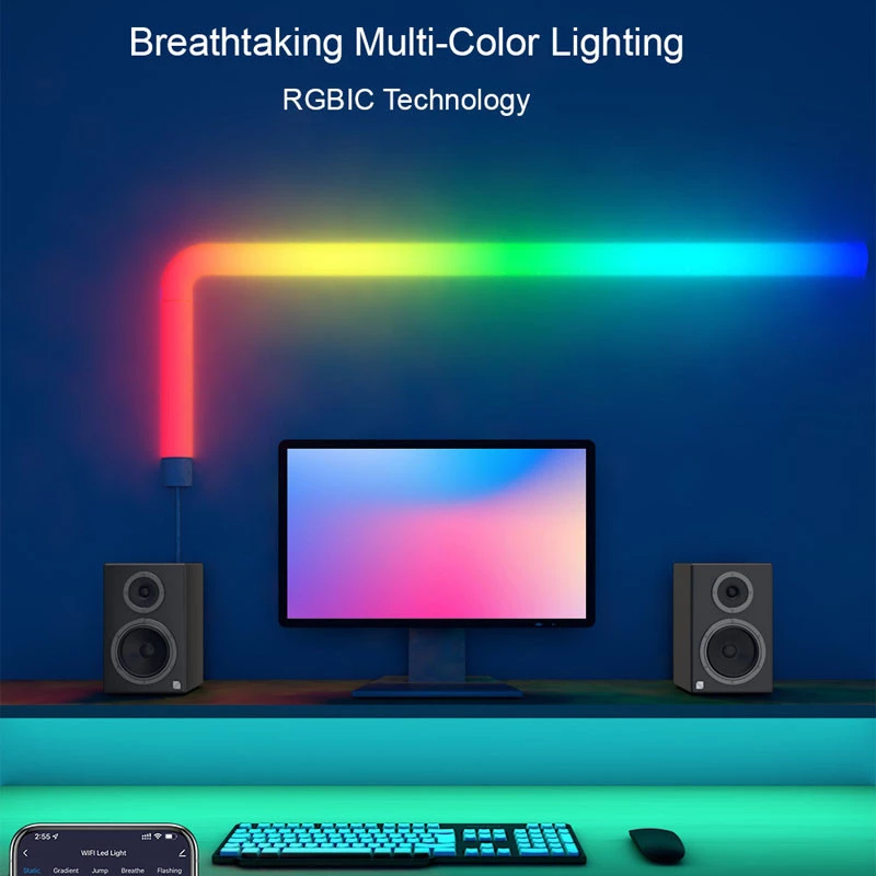 Настінний світильник Lines SAL-013B Bluetooth USB interface with app (8+4 pcs) – White. Фото 7 з 8