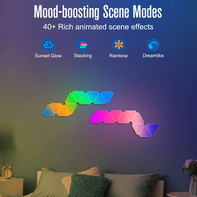 Настінний світильник Smart Triangular Quantum Light SAL-012B Bluetooth USB interface with app 6pcs – White. Фото 3 з 6