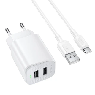 МЗП Borofone BAS81A Star 10.5W (2USB-A) + кабель USB to Type-C фото 1 з 4