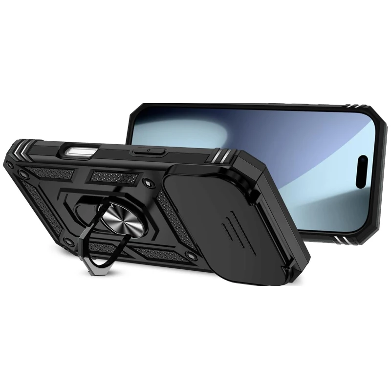 Протиударний чохол Serge Ring з кільцем на Apple iPhone 17 Pro (6.3") – Чорний. Фото 2 з 4