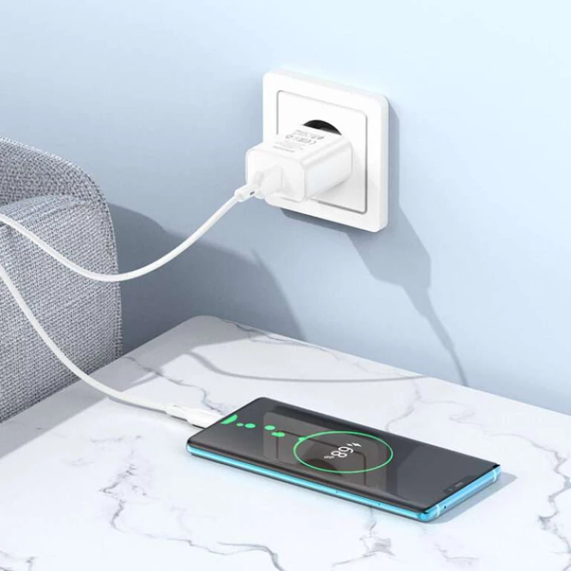 МЗП Borofone BA72A Spring QC3.0 USB to Type-C – White. Фото 3 з 4